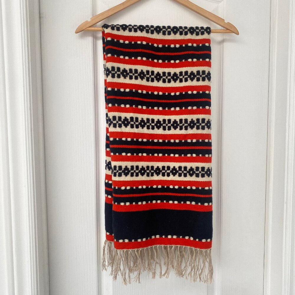 Vintage Estonian Handwoven Wool Textile - Folk Art Wall Hanging Table Runner
